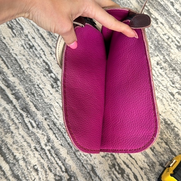 Italian Leather hand sewn Bordeaux burgundy bag crossbody attache top handle - Picture 13 of 16